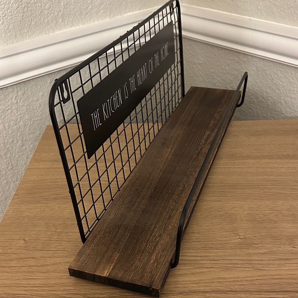 Rae Dunn Black Wire and wood Kitchen Wall Shelf - Picture 3 of 5